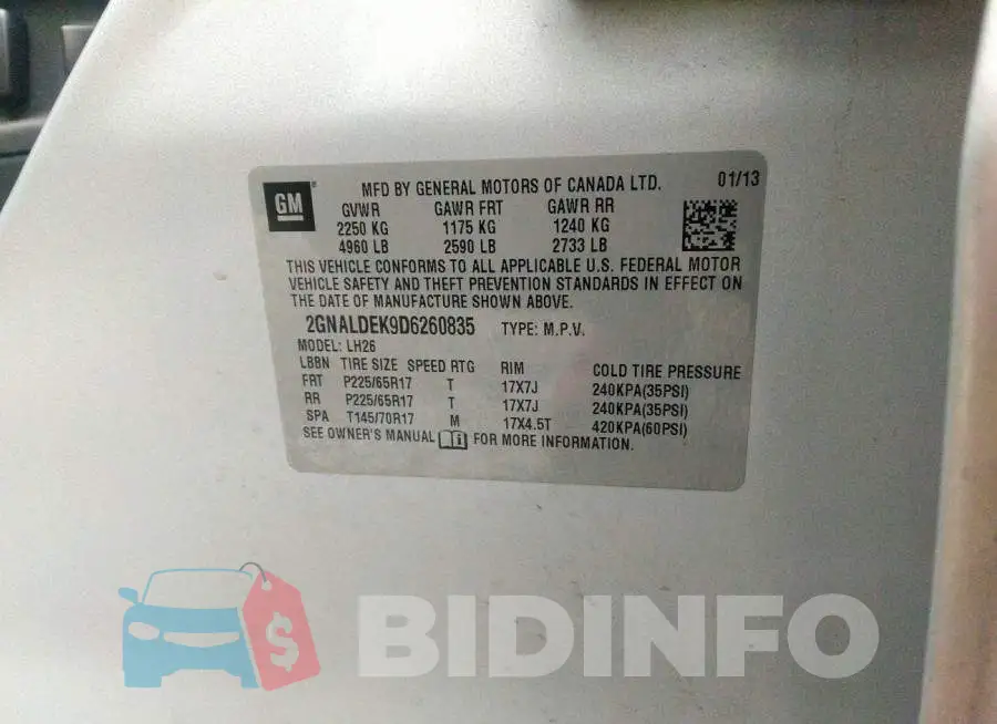 2GNALDEK9D6260835 Photo# 9