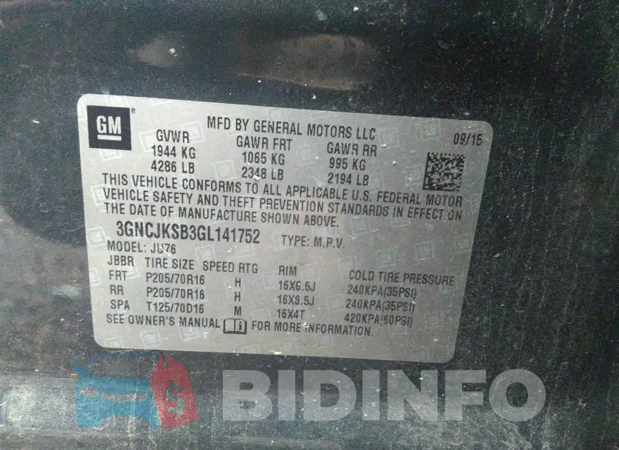 3GNCJKSB3GL141752 Photo# 9
