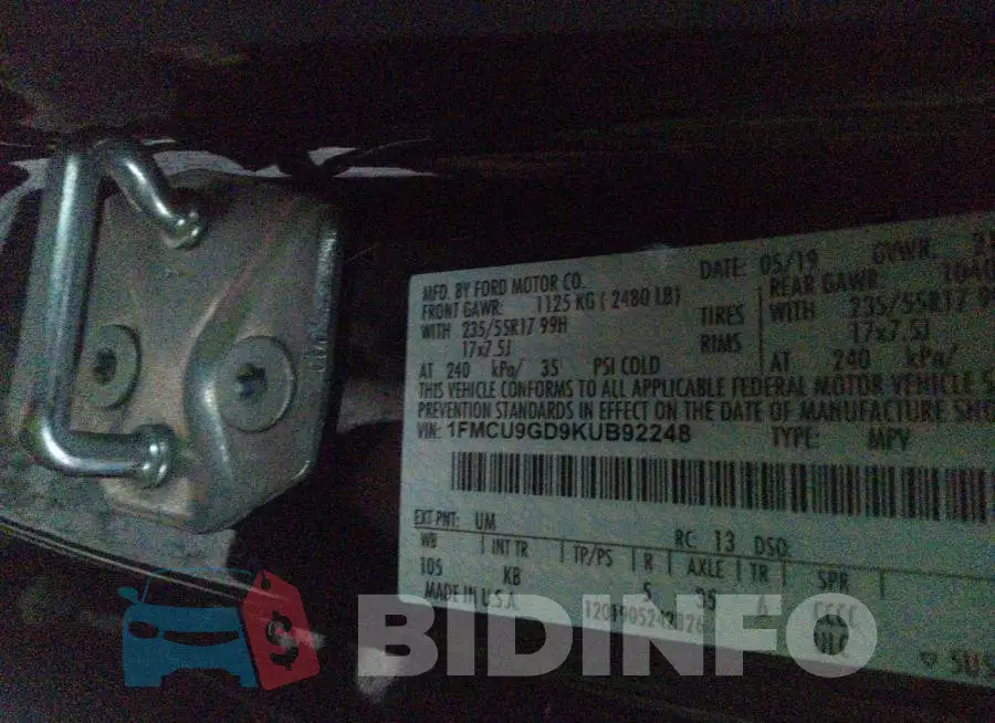 1FMCU9GD9KUB92248 Photo# 9