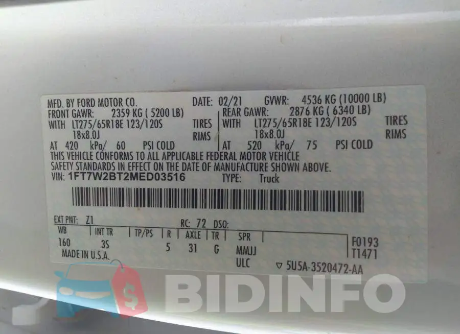 1FT7W2BT2MED03516 Photo# 9
