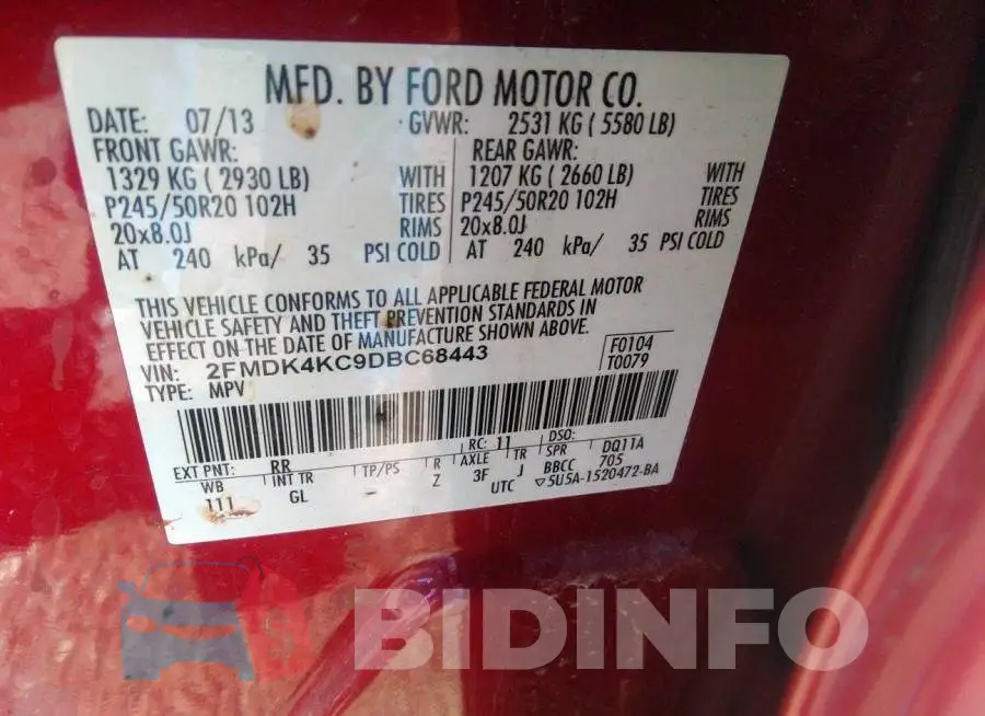 2FMDK4KC9DBC68443 Photo# 9