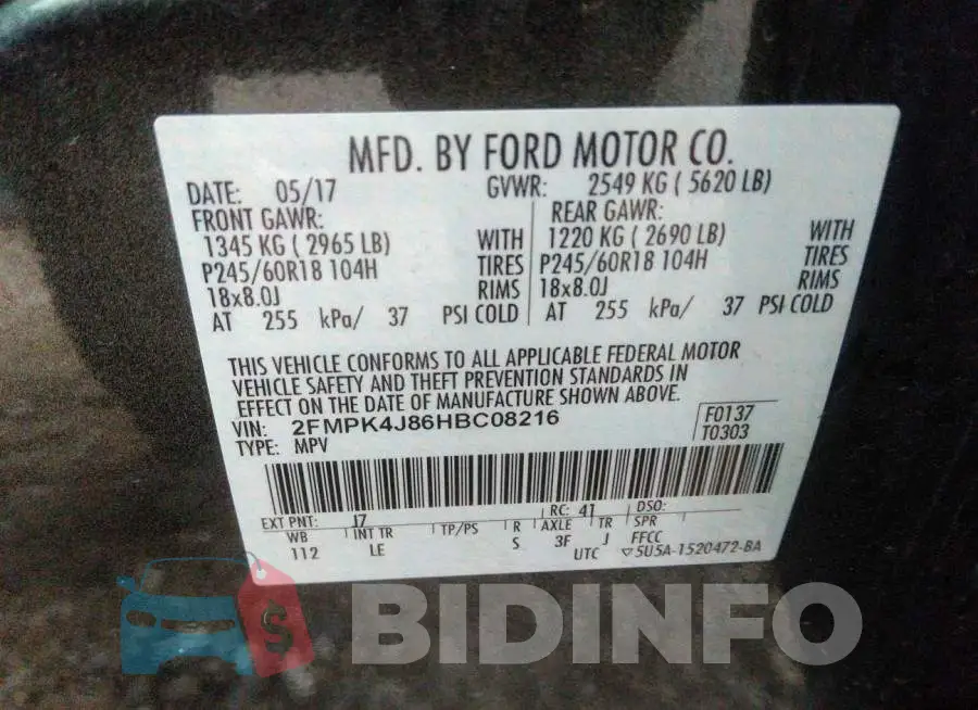 2FMPK4J86HBC08216 Photo# 9