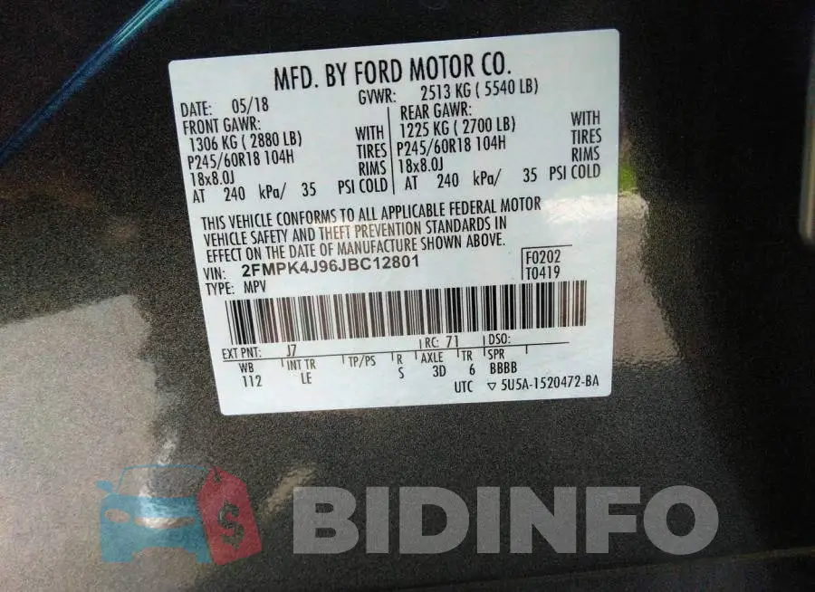 2FMPK4J96JBC12801 Photo# 9