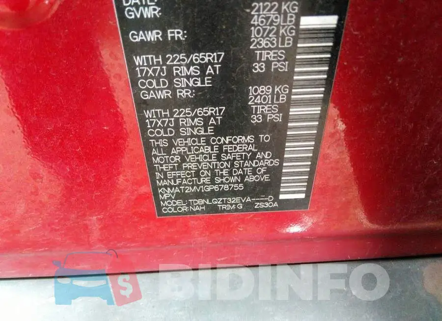KNMAT2MV1GP678755 Photo# 9