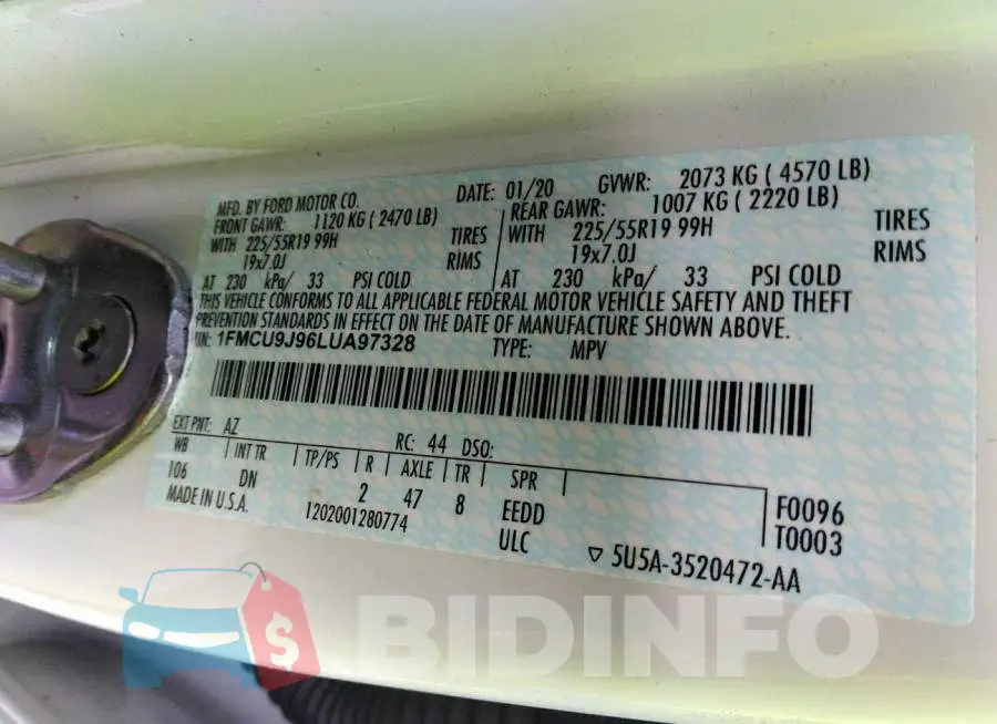 1FMCU9J96LUA97328 Photo# 9
