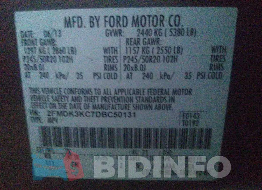 2FMDK3KC7DBC50131 Photo# 9