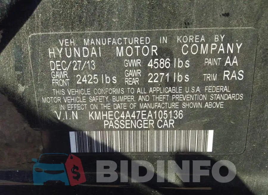 KMHEC4A47EA105136 Photo# 9