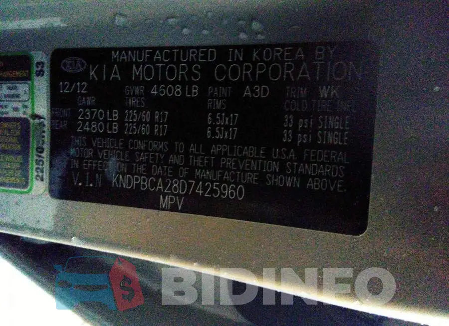 KNDPBCA28D7425960 Photo# 9