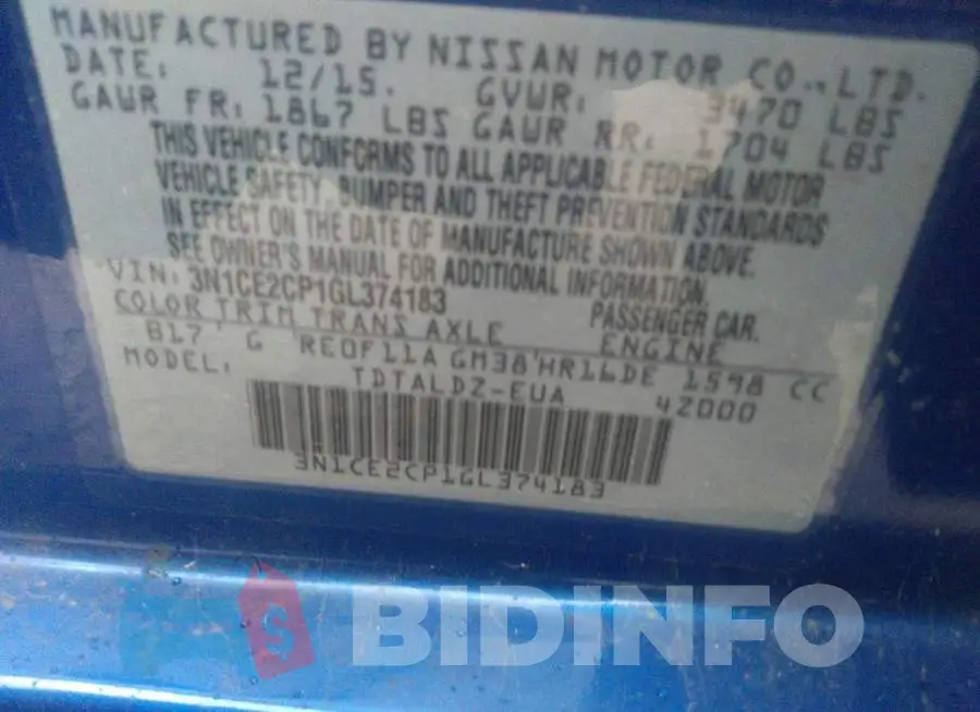 3N1CE2CP1GL374183 Photo# 9