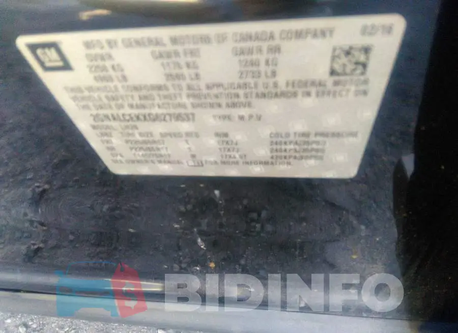 2GNALCEKXG6279537 Photo# 9