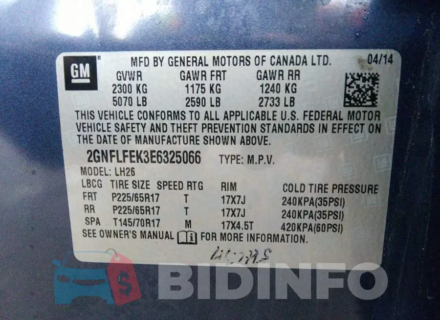 2GNFLFEK3E6325066 Photo# 9