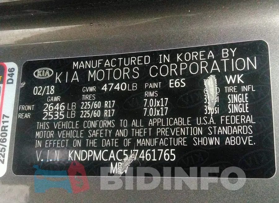 KNDPMCAC5J7461765 Photo# 9