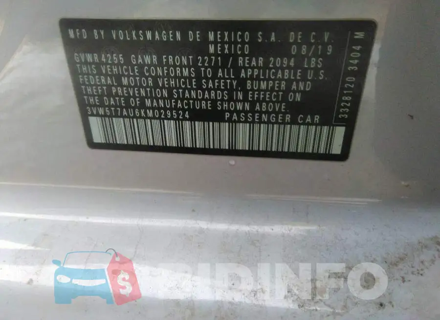 3VW5T7AU6KM029524 Photo# 9