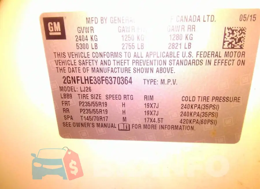 2GNFLHE38F6370364 Photo# 9
