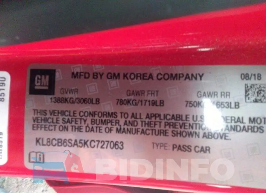 KL8CB6SA5KC727063 Photo# 9
