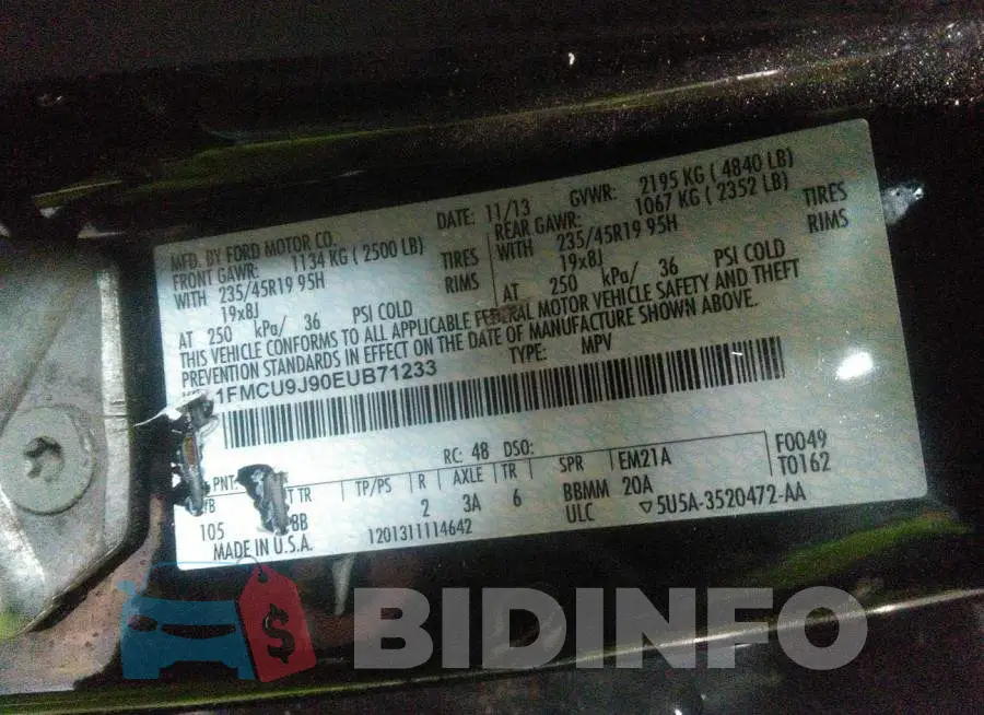 1FMCU9J90EUB71233 Photo# 9