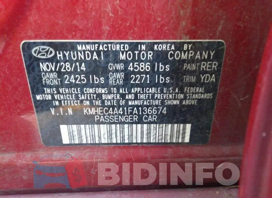 KMHEC4A41FA136674 Photo# 9