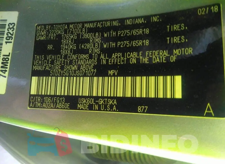 5TDZY5G10JS071077 Photo# 9