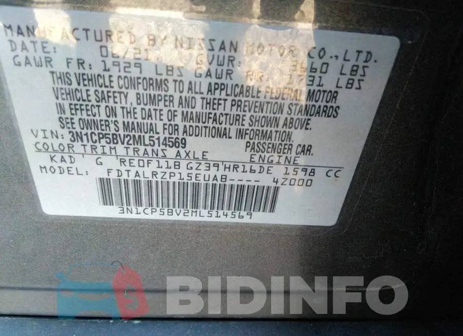 3N1CP5BV2ML514569 Photo# 9