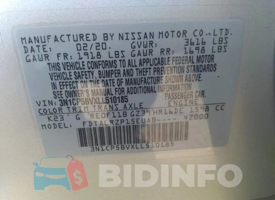 3N1CP5BVXLL510185 Photo# 9