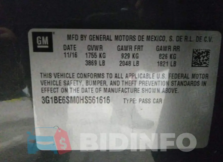 3G1BE6SM0HS561616 Photo# 9