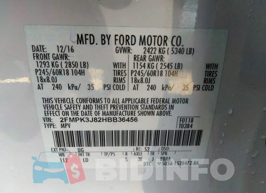 2FMPK3J82HBB36456 Photo# 9