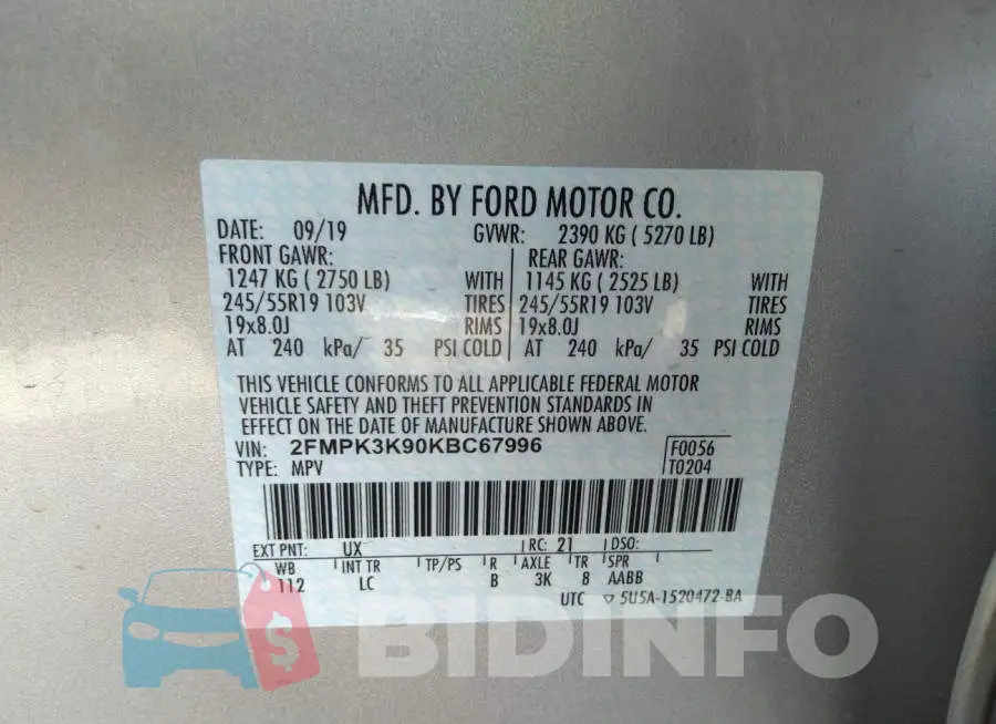 2FMPK3K90KBC67996 Photo# 9