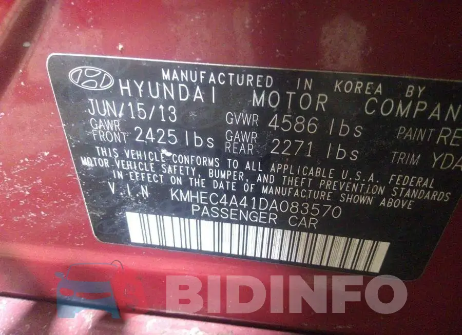 KMHEC4A41DA083570 Photo# 9