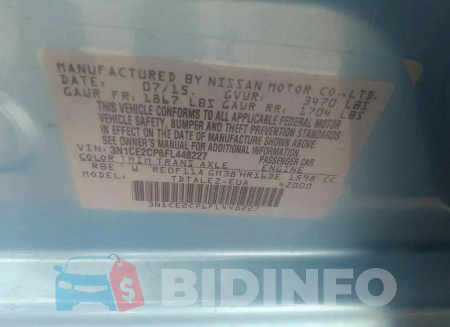 3N1CE2CP6FL448227 Photo# 9