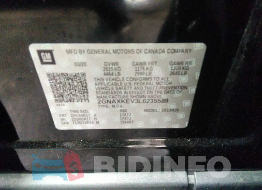 2GNAXKEV3L6235589 Photo# 9
