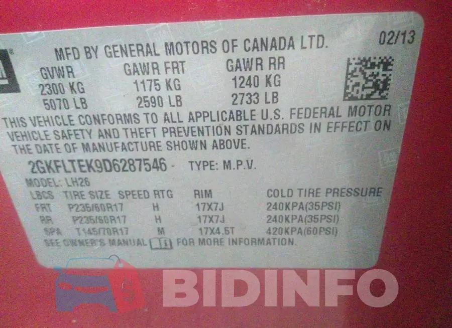2GKFLTEK9D6287546 Photo# 9