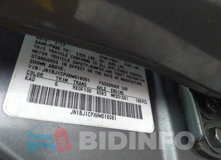 JN1BJ1CPXHW016061 Photo# 9