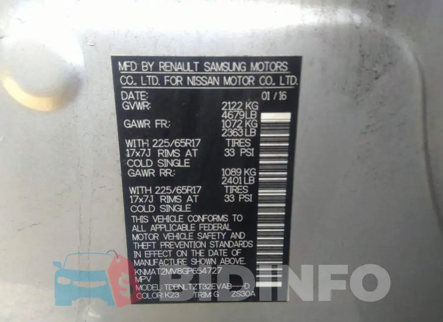 KNMAT2MV8GP654727 Photo# 9