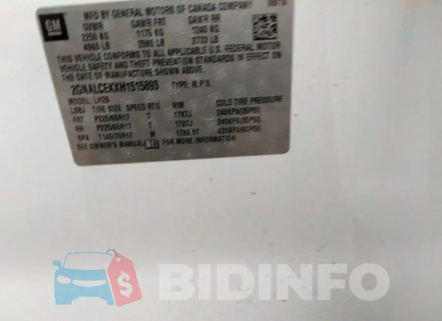 2GNALCEKXH1515893 Photo# 9