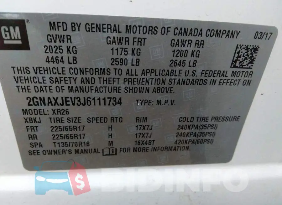 2GNAXJEV3J6111734 Photo# 9