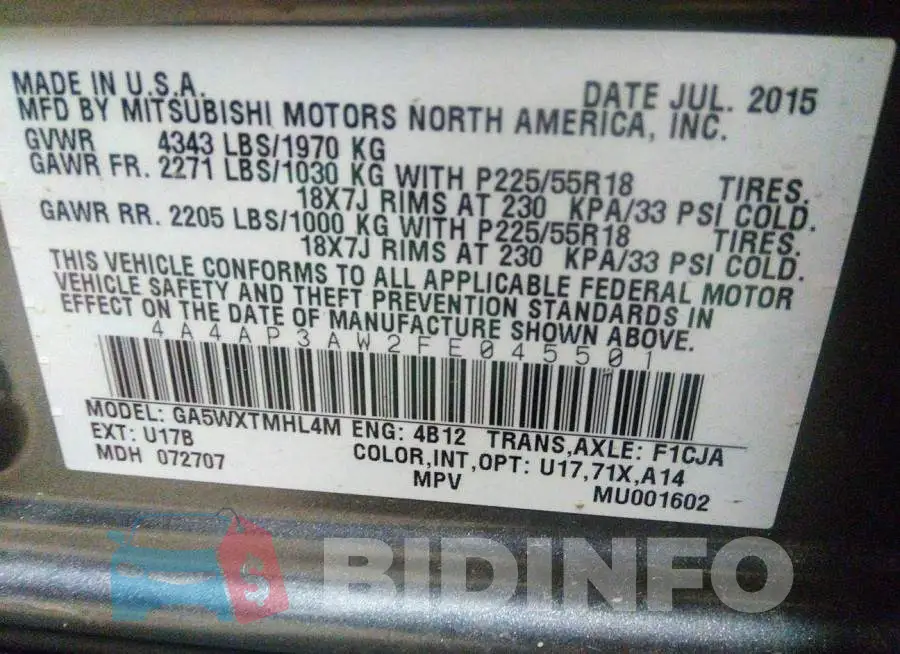 4A4AP3AW2FE045501 Photo# 9