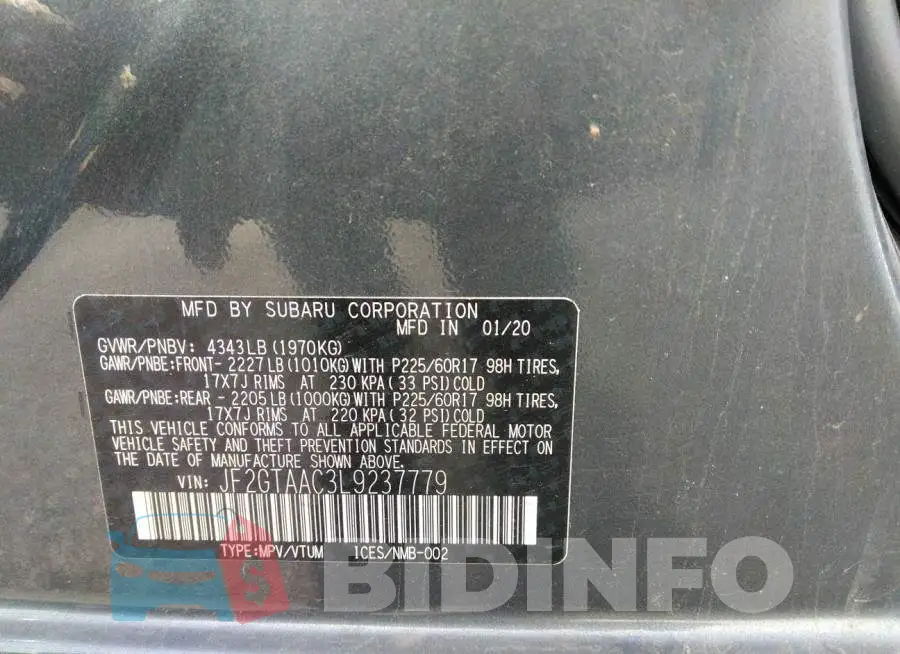 JF2GTAAC3L9237779 Photo# 9