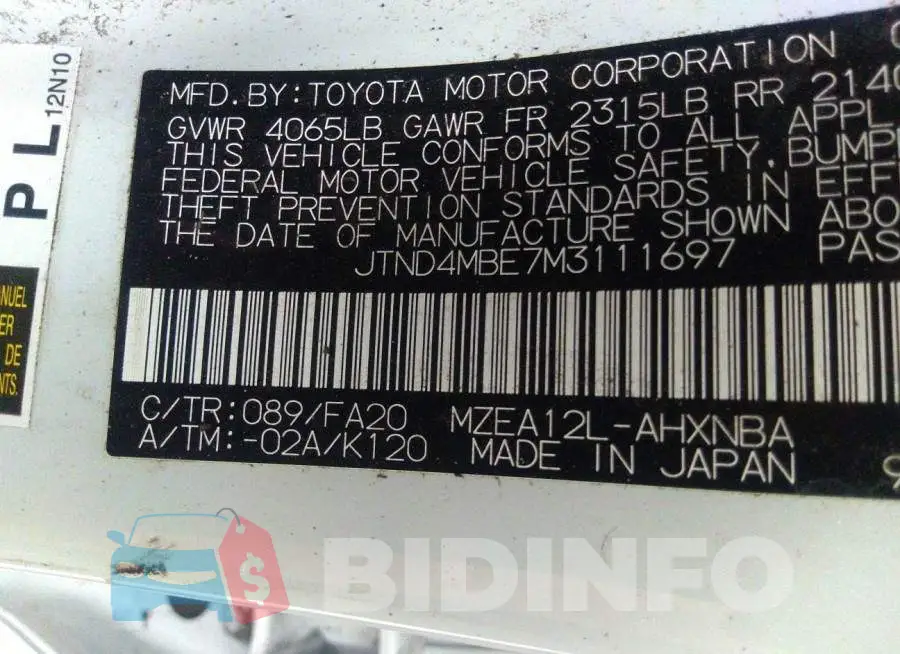 JTND4MBE7M3111697 Photo# 9