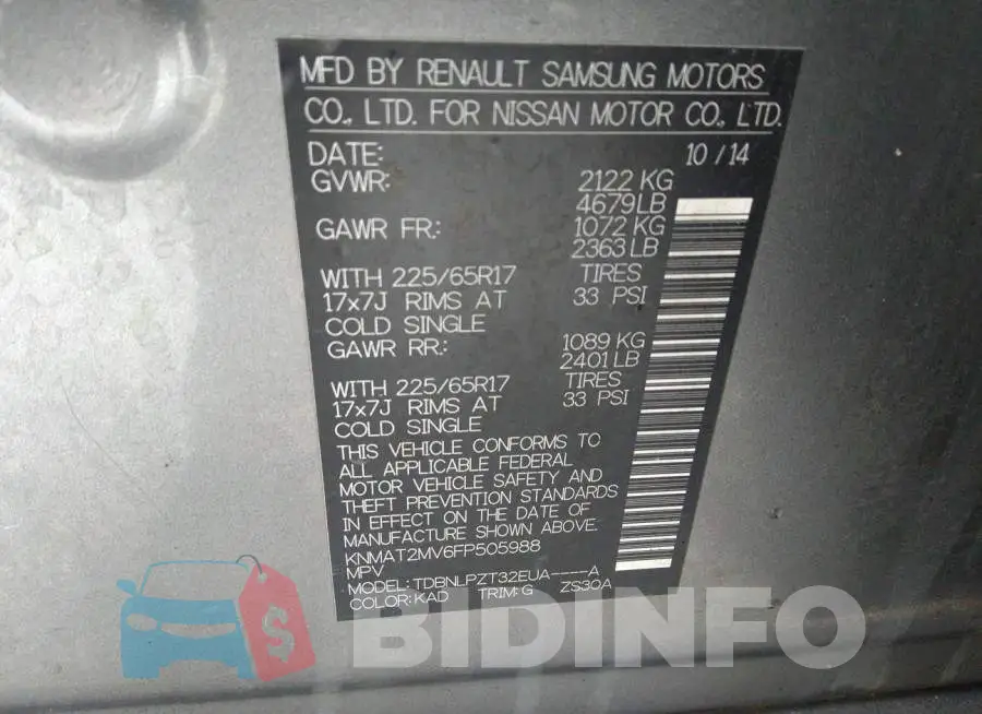 KNMAT2MV6FP505988 Photo# 9