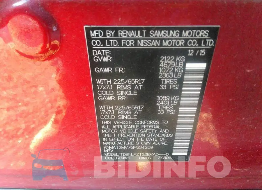 KNMAT2MV7GP634209 Photo# 9
