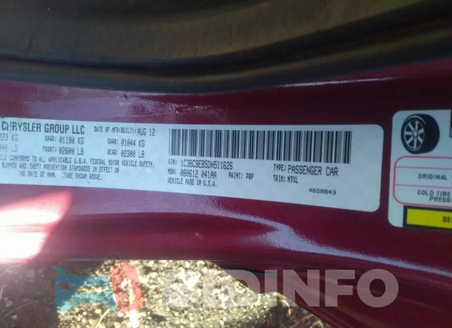 1C3BCBEB5DN511626 Photo# 9