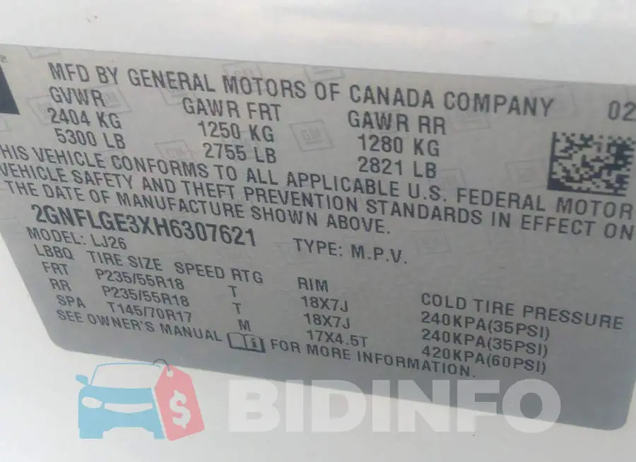2GNFLGE3XH6307621 Photo# 9