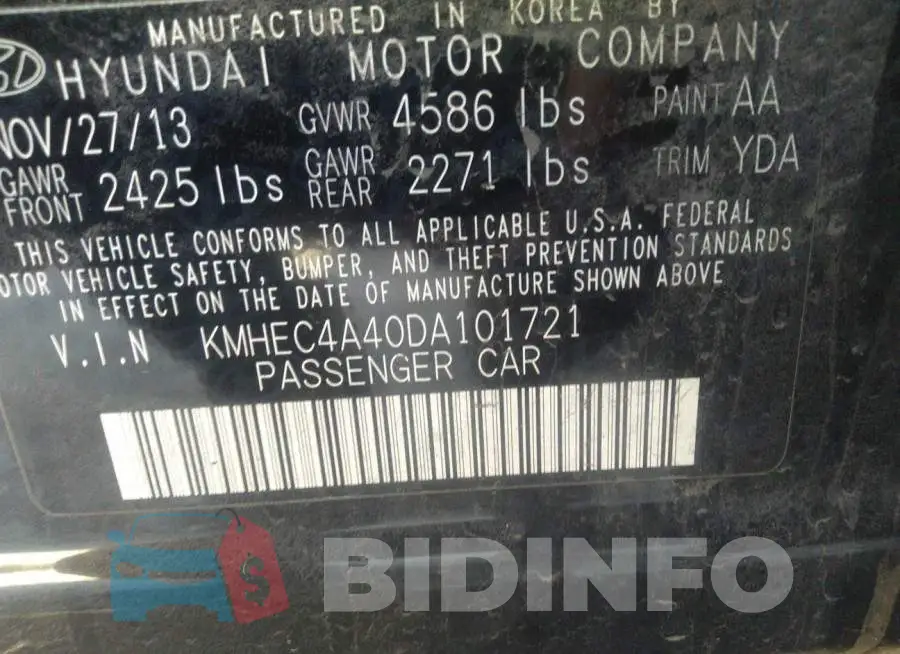 KMHEC4A40DA101721 Photo# 9