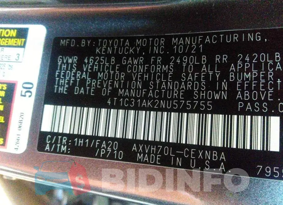 4T1C31AK2NU575755 Photo# 9