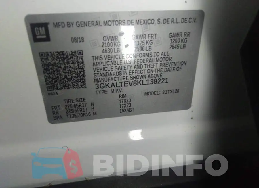 3GKALTEV8KL138221 Photo# 9