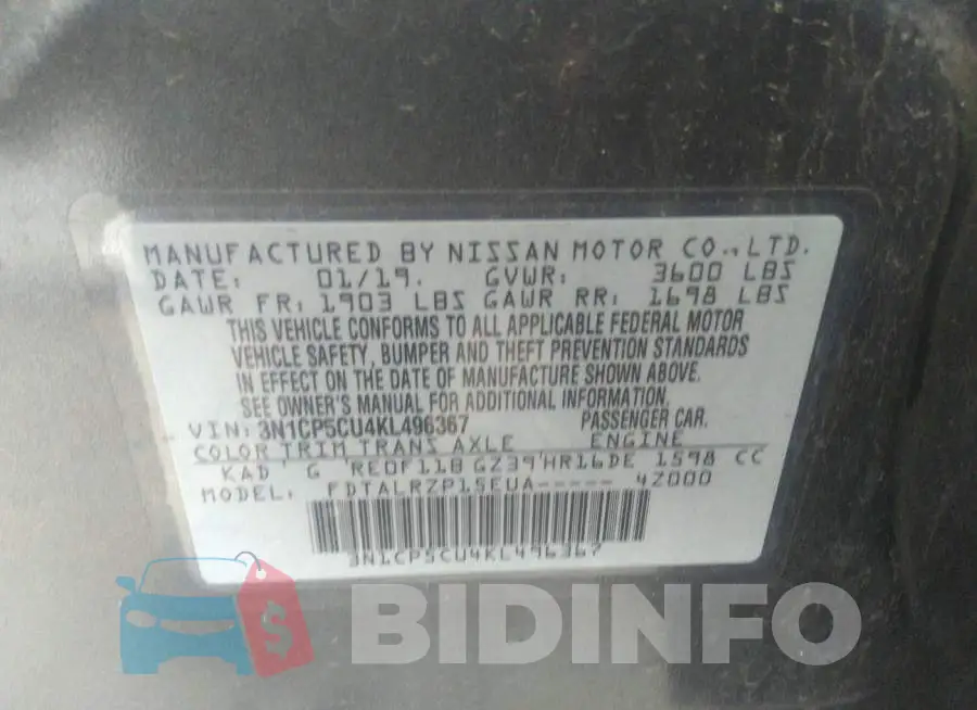 3N1CP5CU4KL496367 Photo# 9