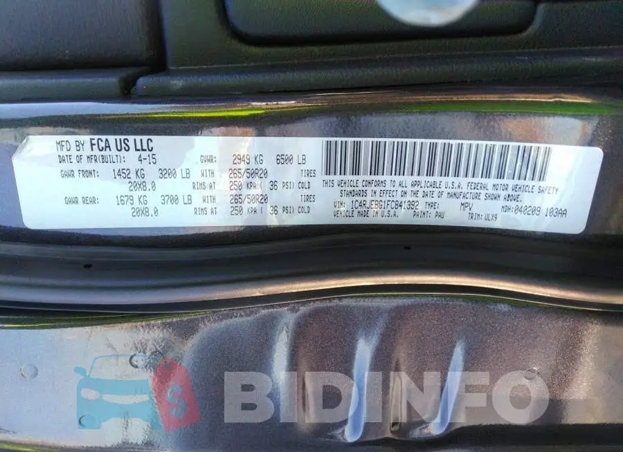 1C4RJEBG1FC841392 Photo# 9