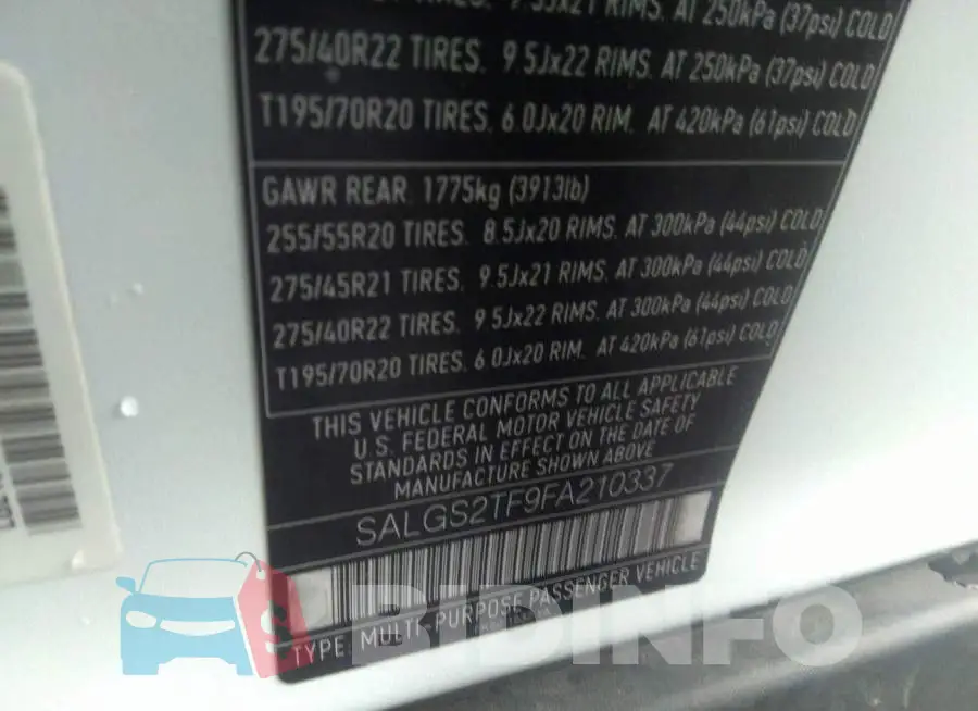 SALGS2TF9FA210337 Photo# 9