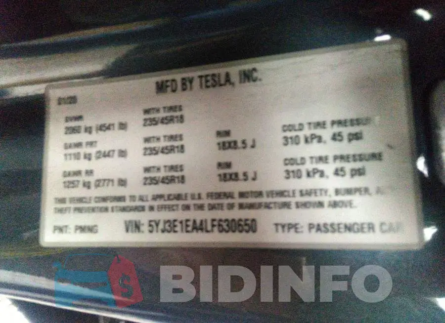 5YJ3E1EA4LF630650 Photo# 9