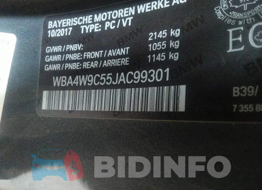 WBA4W9C55JAC99301 Photo# 9